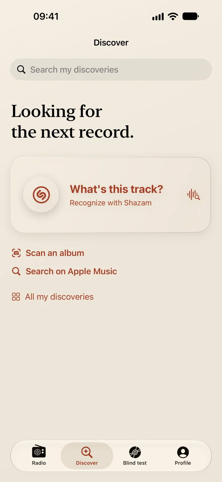 Tunzika Discover with song recognition and saved discoveries