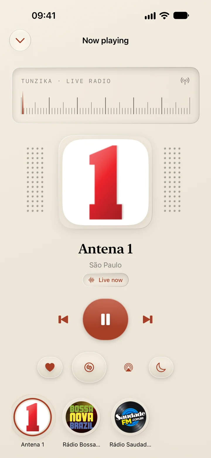 Tunzika live radio player for Antena 1